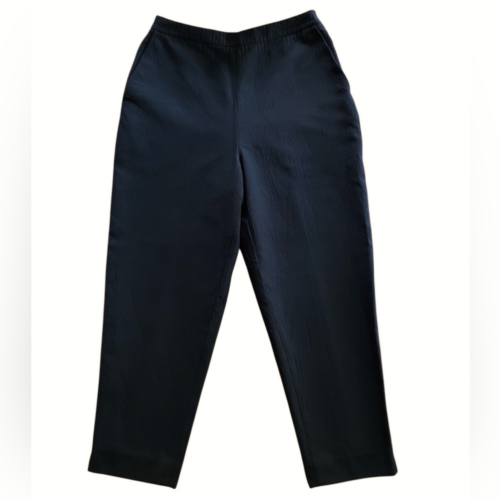 Talbots Petites Black Textured Cotton Trousers | Quiet Luxury Workwear Chic Sz 8